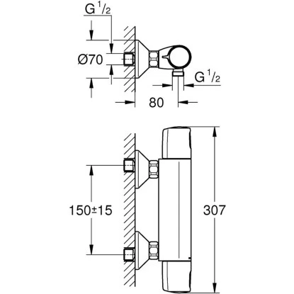 Grohe QuickFix Thermostat-Duschbatterie Precision Trend Chrom 5 Grohe QuickFix Thermostat-Duschbatterie Precision Trend Chrom – Bild 3