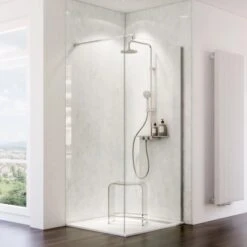 Schulte ExpressPlus DecoDesign Duschrückwand Hochglanz Stein Marmor-Hell 100x255