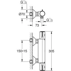 Grohe Thermostat-Brausebatterie Grohtherm 800 Chrom -Badezimmerbedarf Geschäft 0 thermostat masszeichnung