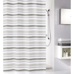 OBI Duschvorhang Stripes 180 Cm X 200 Cm Grau -Badezimmerbedarf Geschäft 1132240 picture 1