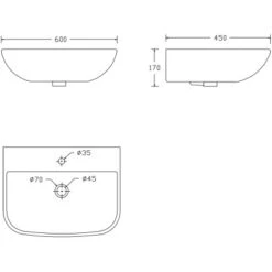 VerosanPro Waschtisch Rivo 60 Cm Matt Dunkelgrau -Badezimmerbedarf Geschäft 132424 4259 Mazeichnung