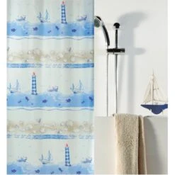 Spirella Duschvorhang Textil Nave 180 Cm X 200 Cm Ciel -Badezimmerbedarf Geschäft 147436 picture 1 1