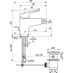Ideal Standard Bidetarmatur Ceraflex Chrom -Badezimmerbedarf Geschäft 188358 3049 11