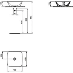 Ideal Standard Schale Connect Air 40x40 Cm Ohne Hahnloch Ohne Überlauf Weiß -Badezimmerbedarf Geschäft 188538 3049 9