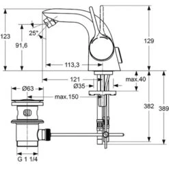 Ideal Standard Bidetarmatur Melange Chrom -Badezimmerbedarf Geschäft 188754 3049 6