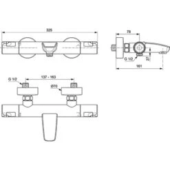 Ideal Standard Badethermostat Ceratherm T50 Aufputz Chrom -Badezimmerbedarf Geschäft 189337 3049 14