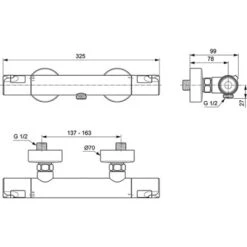 Ideal Standard Brausethermostat Ceratherm T50 Aufputz Chrom -Badezimmerbedarf Geschäft 189350 3049 7