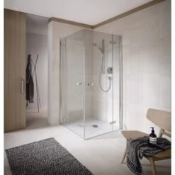Eckeinstieg Halbtür S500 Plus Echtglas Rechts 100 Cm X 200 Cm Silber Poliert -Badezimmerbedarf Geschäft 237723 4123 1