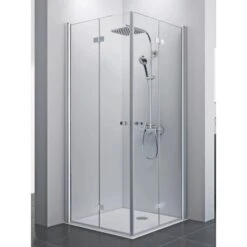 Breuer Eckeinstieg Drehfalttür Elana 8 Silber Matt Klarglas 90 X 90 Cm