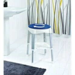 Ridder Badhocker Blau-Weiß Höhenverstellbar Rotierend -Badezimmerbedarf Geschäft 296130 4213 Hocker 4