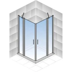 Schulte ExpressPlus Eckeinstieg 4-tlg. AlexaStyle2.0 Alunatur 80x80x192cm -Badezimmerbedarf Geschäft 32020 2053 4060991037672 5