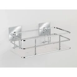 Wenko Turbo-Loc Edelstahl Wandablage Quadro Edelstahl 24 X 10 X 14.5 Cm, Chrom -Badezimmerbedarf Geschäft 38269350 sb ambiente de 03