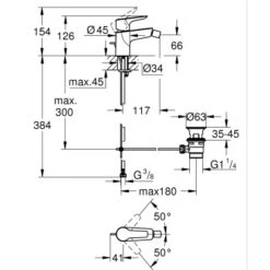 Grohe QuickFix Einhand-Waschtischbatterie Start Alira M-Size Chrom -Badezimmerbedarf Geschäft 4005176768774 4520 VM 01