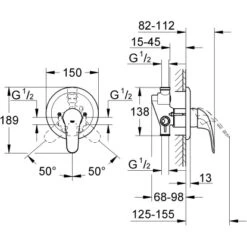 Grohe Einhand-Brausebatterie Eurosmart Chrom -Badezimmerbedarf Geschäft 4005176862335 4520 3