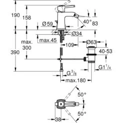 Grohe Einhand-Bidet Batterie Grandera 12,5 Mm (1/2") -Badezimmerbedarf Geschäft 4005176930652 4520 3
