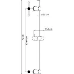 AquaSu Duschstange Symetra Zum Kleben Oder Bohren, 70 Cm Chrom -Badezimmerbedarf Geschäft 4006596722643 722643 47