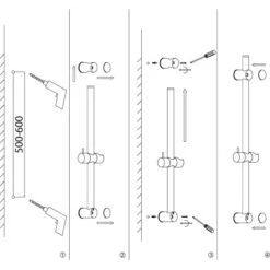 AquaSu Duschstange Symetra Zum Kleben Oder Bohren, 70 Cm Chrom -Badezimmerbedarf Geschäft 4006596722643 722643 87