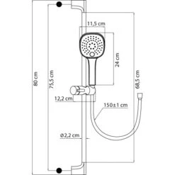 AquaSu Duschstangen-Set Lepoldo Mit Handbrause Und Schlauch Chrom 7 AquaSu Duschstangen-Set Lepoldo Mit Handbrause Und Schlauch Chrom -Badezimmerbedarf Geschäft 4006596723046 723046 47
