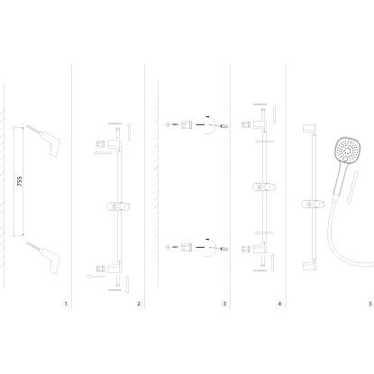 AquaSu Duschstangen-Set Lepoldo Mit Handbrause Und Schlauch Chrom 4 AquaSu Duschstangen-Set Lepoldo Mit Handbrause Und Schlauch Chrom – Bild 2