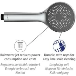 Wenko Duschkopf Watersaving Kunststoff (ABS) 9.5 X 9.5 Cm Chrom -Badezimmerbedarf Geschäft 4008838277690 1068 AI 01