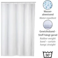 Wenko Anti-Schimmel Duschvorhang Uni Polyester 120 Cm X 200 Cm Weiß -Badezimmerbedarf Geschäft 4008838298046 1068 03