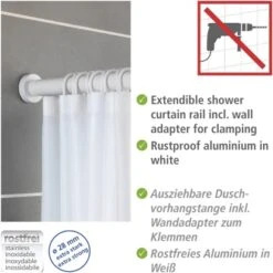 Wenko Teleskop-Duschvorhangstange Luz Ausziehbar Rostfrei 70 Cm - 115 Cm Weiß -Badezimmerbedarf Geschäft 4008838350331 1068 03