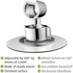 Wenko Duschkopfhalter 360° Befestigen Ohne Bohren Ø 8 X 7,5 Cm Chrom -Badezimmerbedarf Geschäft 4008838388181 1068 AI 01