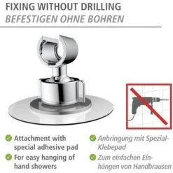 Wenko Duschkopfhalter 360° Befestigen Ohne Bohren Ø 8 X 7,5 Cm Chrom -Badezimmerbedarf Geschäft 4008838388181 1068 AI 02