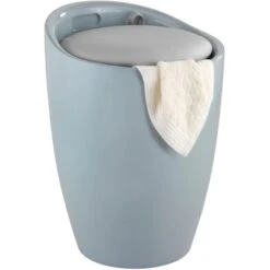 Wenko Badhocker Candy Inkl. Wäschekorb Kunststoff Grau -Badezimmerbedarf Geschäft 4008838517567 1068 02