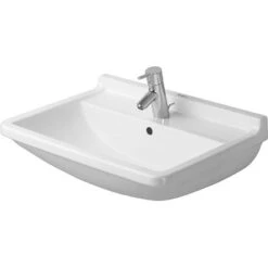 Duravit Waschbecken Starck 3 55 Cm Weiß Mit Überlauf Und 1 Hahnloch WonderGliss