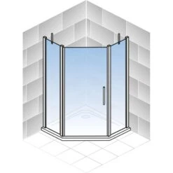 Schulte Fünfeckdusche Mit Drehtür Alexa Style 2.0 Chromoptik BxHxT 90x90x192 Cm -Badezimmerbedarf Geschäft 4060991019579 2053 04