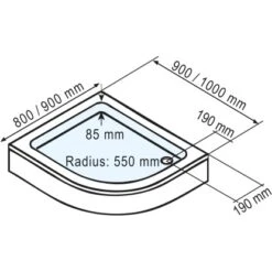 Schulte ExpressPlus Duschwanne Rund Flach Sanitäracryl Asym. Vers. Links 90x100 -Badezimmerbedarf Geschäft 4060991056598 2053 2 1