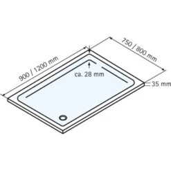 Schulte ExpressPlus Duschwanne Eckig Flach Sanitäracryl Asymmetrisch 80 X 120 Cm -Badezimmerbedarf Geschäft 4060991056673 2053 3