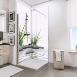 Schulte ExpressPlus DecoDesign Duschrückwand Foto über Eck Zen-Steine 210x90x90c -Badezimmerbedarf Geschäft 4060991068188