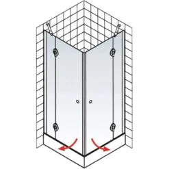 Schulte Eckeinstieg 4-tlg. Toura Pendelbar Schwarz 200 X 100 X 100 Cm Klar Hell -Badezimmerbedarf Geschäft 4060991070136 2053 6