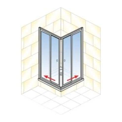 Schulte Eckeinstieg Mit Schiebetüren Sunny 180 Cm X 75-90 Cm Silber Glasdekor -Badezimmerbedarf Geschäft 4060991070211 2053 AI 01