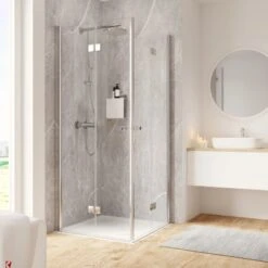 Schulte ExpressPlus Drehfalttür Eckeinstieg Garant 2.0 Chromoptik 200 Cm X 90 Cm