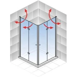 Schulte ExpressPlus Drehfalttür Eckeinstieg Garant 2.0 Alu-Natur 200 Cm X 100 Cm -Badezimmerbedarf Geschäft 4060991076121 2053 AI 02