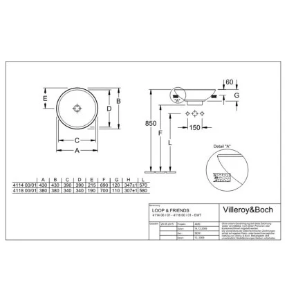 Villeroy & Boch Friends Halbeinbau-Waschbecken 43cm Alpinweiß M. ÜL CPlus 4 Villeroy & Boch Friends Halbeinbau-Waschbecken 43cm Alpinweiß M. ÜL CPlus – Bild 2
