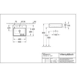 Villeroy & Boch Boch Aufsatzwaschbecken Memento 50 Cm Alpinweiß Mit HL Ohne ÜL CPlus -Badezimmerbedarf Geschäft 4123 vbtz 513550 513551 5