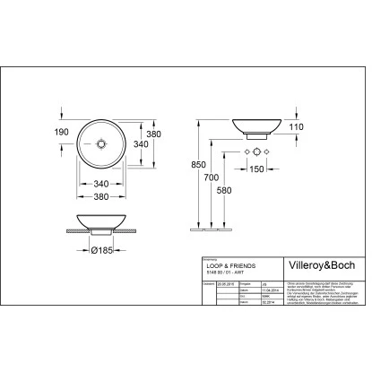 Villeroy & Boch Loop & Friends Aufsatzwaschbecken 38 Cm Alpinweiß Mit ÜL CPlus 4 Villeroy & Boch Loop & Friends Aufsatzwaschbecken 38 Cm Alpinweiß Mit ÜL CPlus – Bild 2