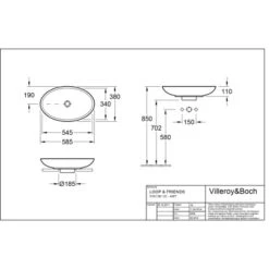 Villeroy & Boch Loop & Friends Aufsatzwaschbecken 58,5 Cm Pergamon Mit ÜL CPlus -Badezimmerbedarf Geschäft 4123 vbtz 515100 515101 5 1