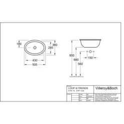 Villeroy & Boch Loop & Friends Einbauwaschbecken 50,5 Cm Alpinweiß Mit Überlauf -Badezimmerbedarf Geschäft 4123 vbtz 615510 615511 5