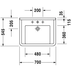 Duravit Handwaschbecken Starck 3 Vital 70 Cm Weiß 1 Hahnloch Mit Überlauf -Badezimmerbedarf Geschäft 500478 4123 duv d030970d