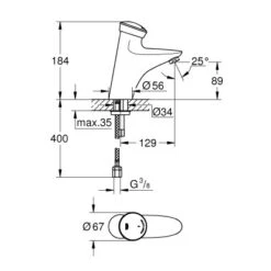 Grohe Selbstschluss-Waschtischbatterie Eurodisc SE Ohne Mischung Chrom -Badezimmerbedarf Geschäft 519849 4520 100049963