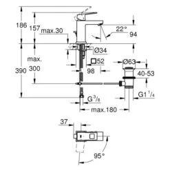 Grohe Einhand-Waschtischbatterie Eurocube S-Size Chrom -Badezimmerbedarf Geschäft 528587 4520 2081721