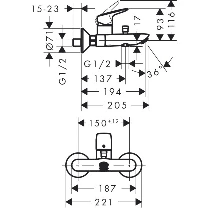 Hansgrohe Einhebel-Wannenarmatur Logis Aufputz Chrom 4 Hansgrohe Einhebel-Wannenarmatur Logis Aufputz Chrom – Bild 2