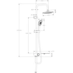 Schütte Überkopf-Brauseset Aquastar Umsteller Seitlich Chrom-Anthrazit -Badezimmerbedarf Geschäft 59 4008431605111 Zeichnung