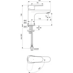 Ideal Standard Waschtischarmatur Cerafine O H80 BlueStart O.Ablgarn. Chrom -Badezimmerbedarf Geschäft 611237 3049 7
