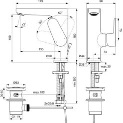 Ideal Standard Waschtischarmatur Cerafine O H155 Chrom -Badezimmerbedarf Geschäft 611246 3049 7